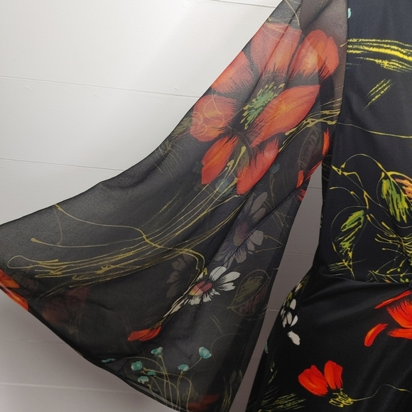 Vintage 70's angel wing sleeves maxi dress S/M - Picture 5 of 13